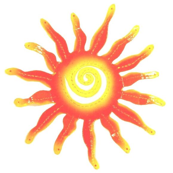 Hand Crafted Tropical Sun Rays Decor Haitian Metal Art 13 inch Yellow Tip - Picture 1 of 4